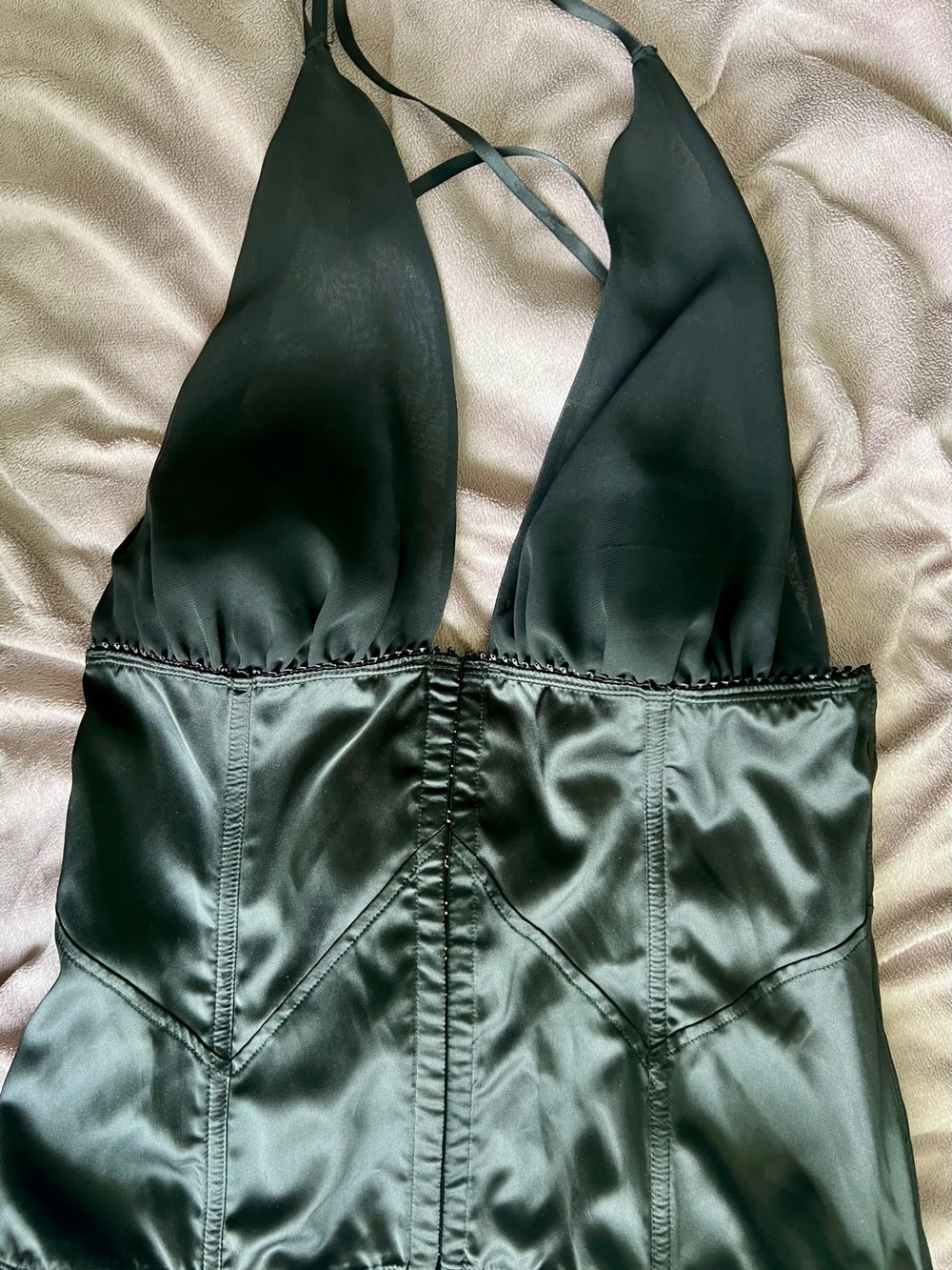 Victoria's Secret Black Satin Halter Chemise